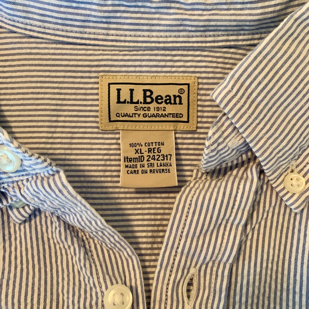 .  SOLD.   LL BEAN  Seersucker shirt -
